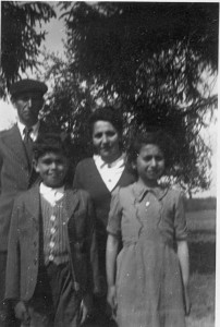 Solange with her mother and father and cousin Jeannot