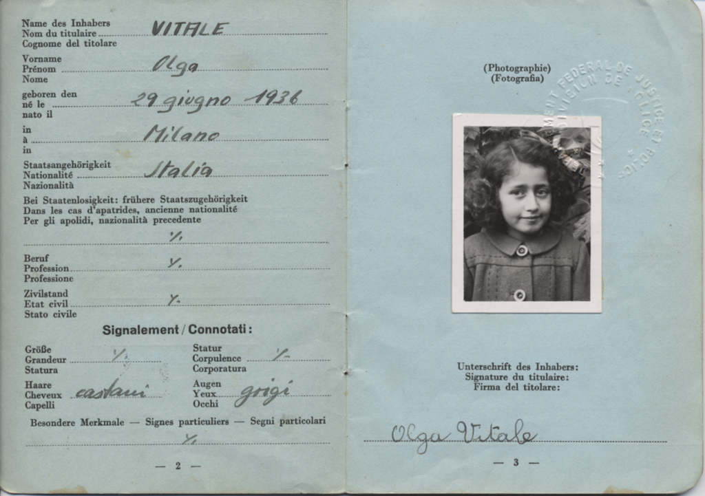Olga Vitale's refugee passport, 1944